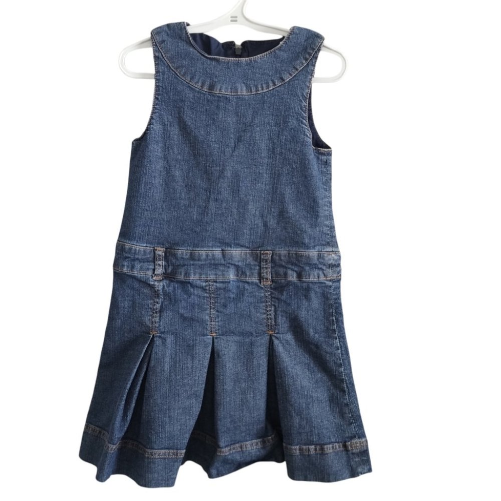 Vintage Jacadi Paris Cotton Spandex Sleeveless Denim Jumper Dress Size 8Y